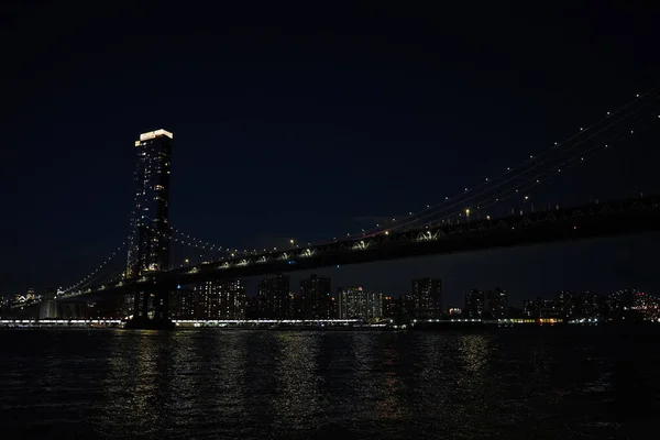 Manhattan New York Stad Nacht Uitzicht Van Dumbo — Stockfoto