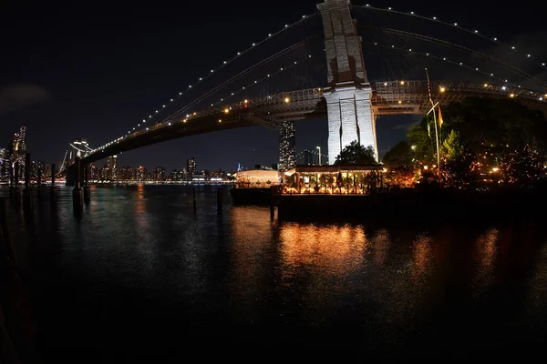 Manhattan New York Dumbo Dan Gece Görüşü — Stok fotoğraf
