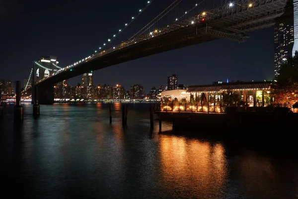 Manhattan New York Dumbo Dan Gece Görüşü — Stok fotoğraf