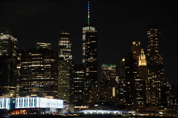 Manhattan New York City Night View Från Dumbo — Stockfoto
