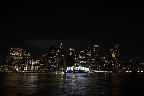Manhattan New York Stad Nacht Uitzicht Van Dumbo — Stockfoto