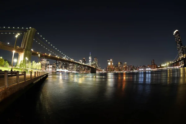 Manhattan New York City Night View Von Dumbo — Stockfoto