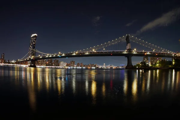 Manhattan New York Dumbo Dan Gece Görüşü — Stok fotoğraf