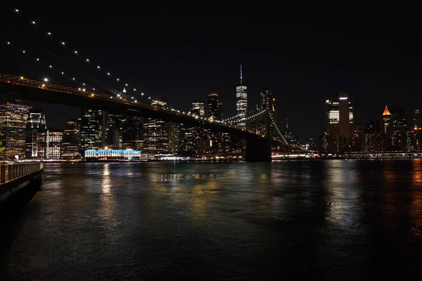 Manhattan Nowy Jork Widok Nocy Dumbo — Zdjęcie stockowe