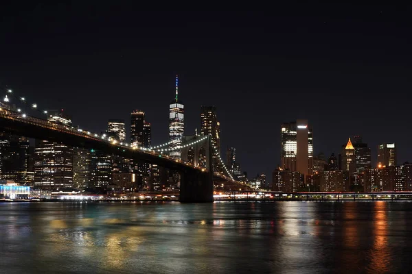 Manhattan New York Dumbo Dan Gece Görüşü — Stok fotoğraf