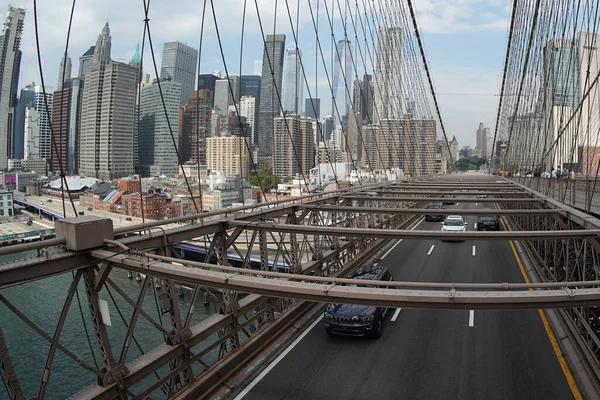 Brooklyn Köprüsü Trafiği Değiştiriyor Yeni Yok Şehri — Stok fotoğraf