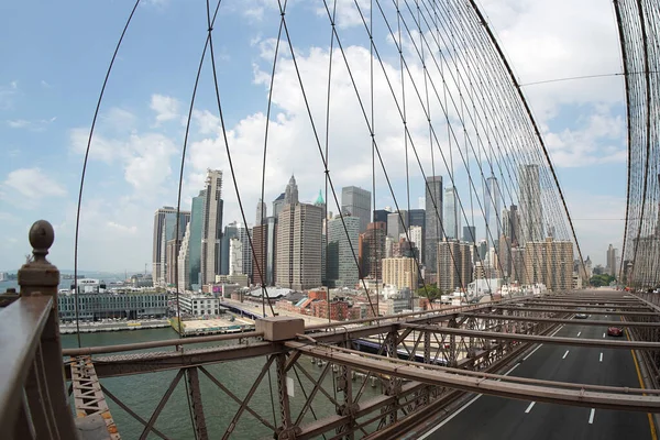 Brooklyn Köprüsü Trafiği Değiştiriyor Yeni Yok Şehri — Stok fotoğraf