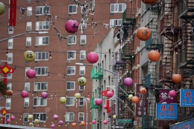 New York Şehri Çin Mahallesi Fenerleri detayı