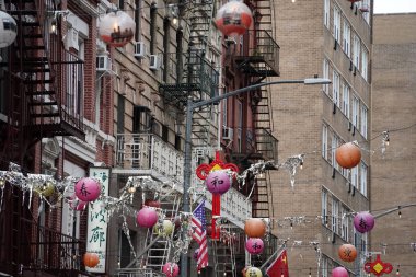 New York Şehri Çin Mahallesi Fenerleri detayı