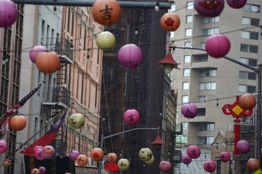 New York Şehri Çin Mahallesi Fenerleri detayı