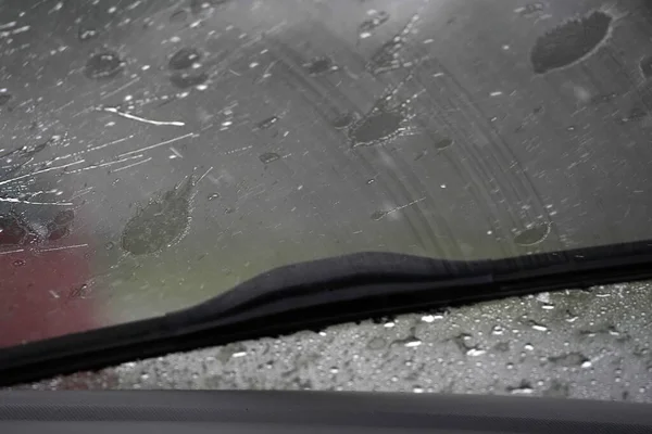 Lluvia Fuerte Detalle Del Limpiaparabrisas Del Coche —  Fotos de Stock