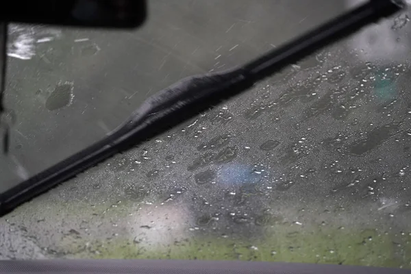 Heavy Rain Car Windscreen Wiper Detail — Stock Photo, Image