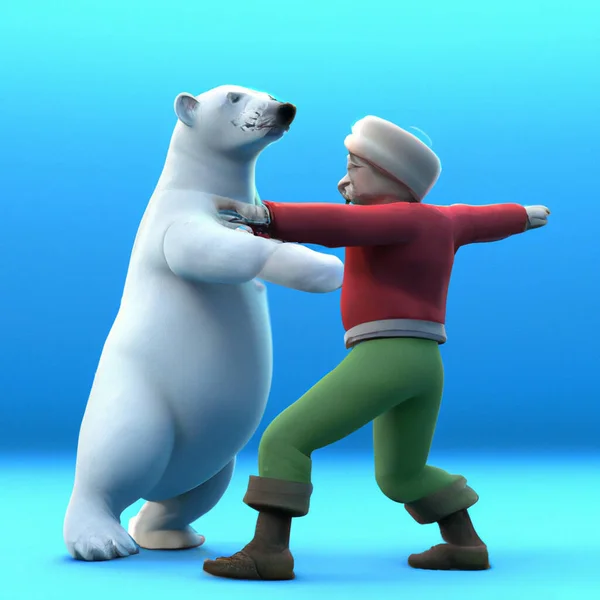 Lední Medvěd Tančí Člověkem Severním Pólu — Stock fotografie
