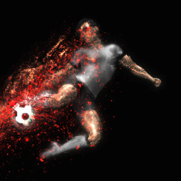 Jogador Futebol Golpeando Bola Retratado Como Uma Explosão Ultra Poder — Fotografia de Stock