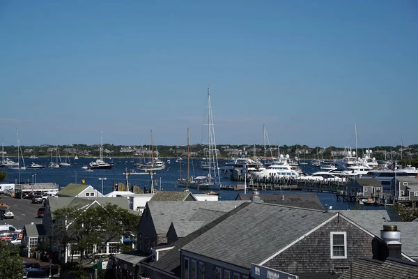 Dorp Van Nantucket Luchtfoto Panorama Uitzicht Zonnige Dag Stadsgezicht — Stockfoto