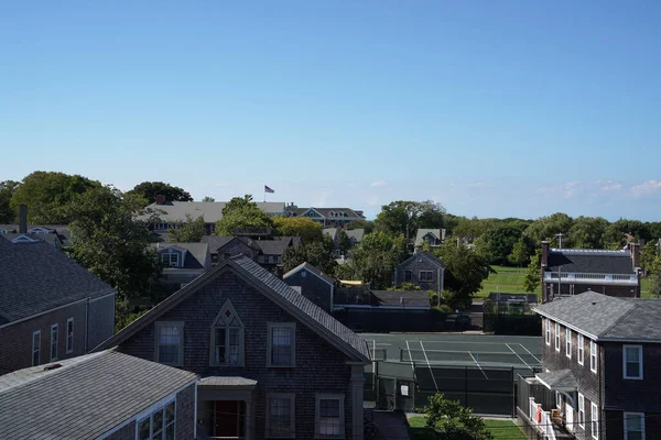 Dorp Van Nantucket Luchtfoto Panorama Uitzicht Zonnige Dag Stadsgezicht — Stockfoto