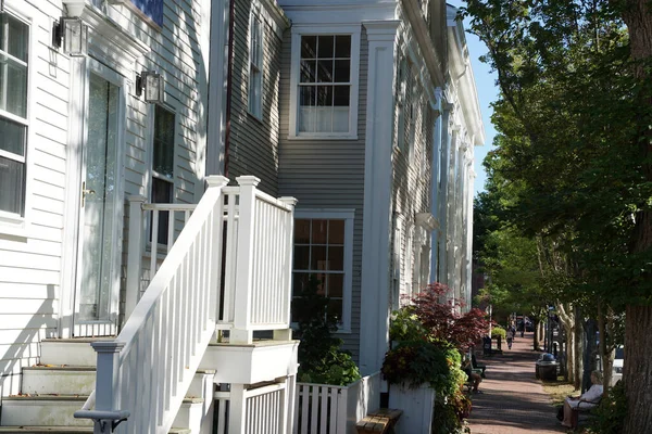 Nantucket Villaggio Vecchie Case Vista Sulla Giornata Sole Paesaggio Urbano — Foto Stock