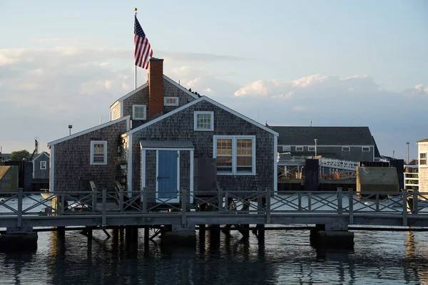 Vista Puerto Nantucket Atardecer Panorama — Foto de Stock