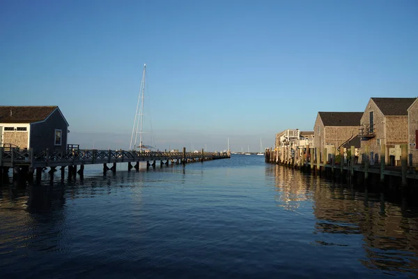 Vista Puerto Nantucket Atardecer Panorama — Foto de Stock