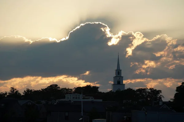 Nantucket Harbor View Sunset Panorama — Stock Photo, Image