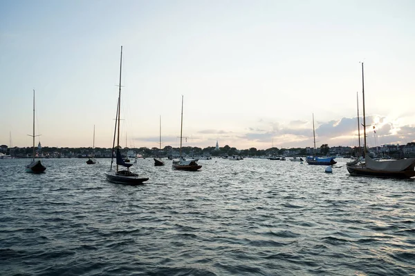 Nantucket Havenzicht Bij Zonsondergang Panorama — Stockfoto