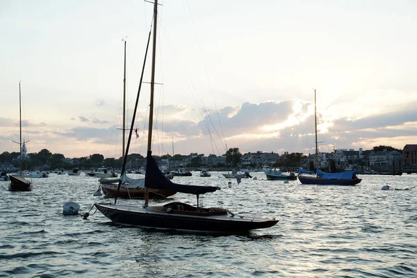 Nantucket Havenzicht Bij Zonsondergang Panorama — Stockfoto