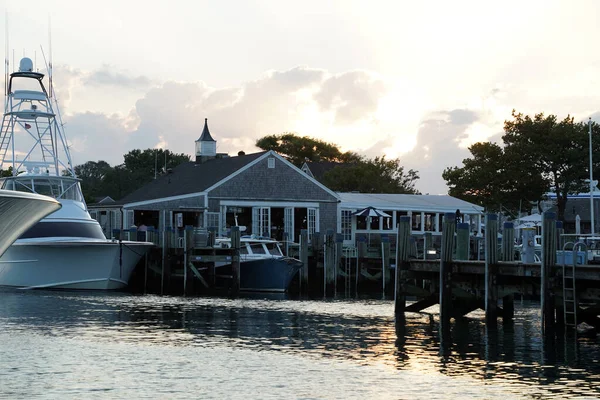 Nantucket Hamn Vid Solnedgången Panorama — Stockfoto