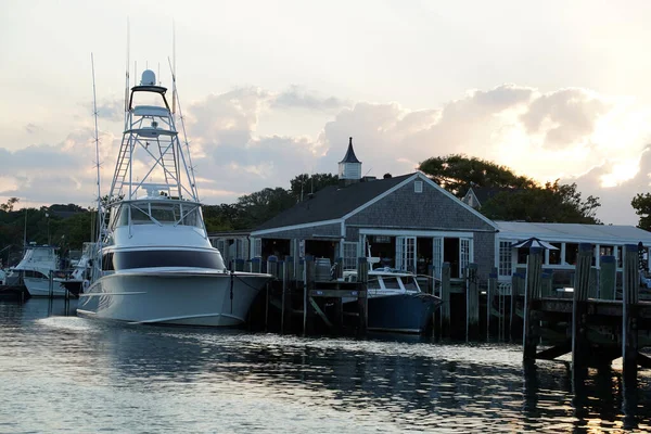 Vista Puerto Nantucket Atardecer Panorama — Foto de Stock