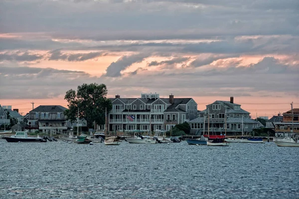 Nantucket Harbor View Sunset Panorama — Stock Photo, Image