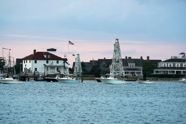 Nantucket Přístav Pohled Při Západu Slunce Panorama — Stock fotografie