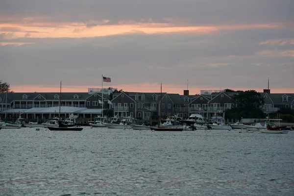 Nantucket Harbor View Sunset Panorama — Stock Photo, Image