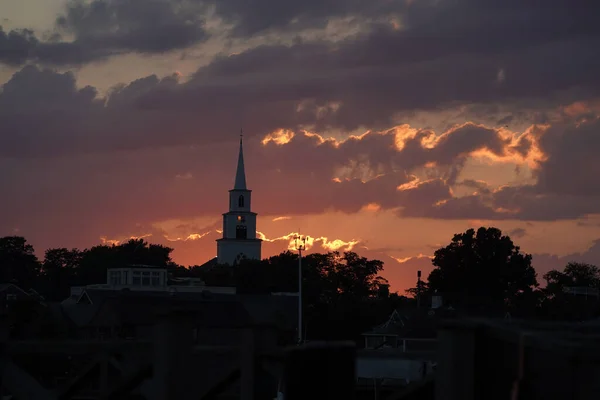 Nantucket Harbor View Sunset Panorama — Stock Photo, Image