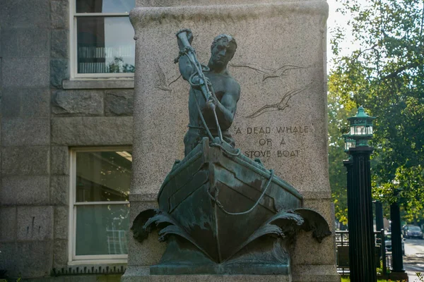 Estatua Del Arpón Del Parque Del Distrito Edificios Históricos Balleneros — Foto de Stock