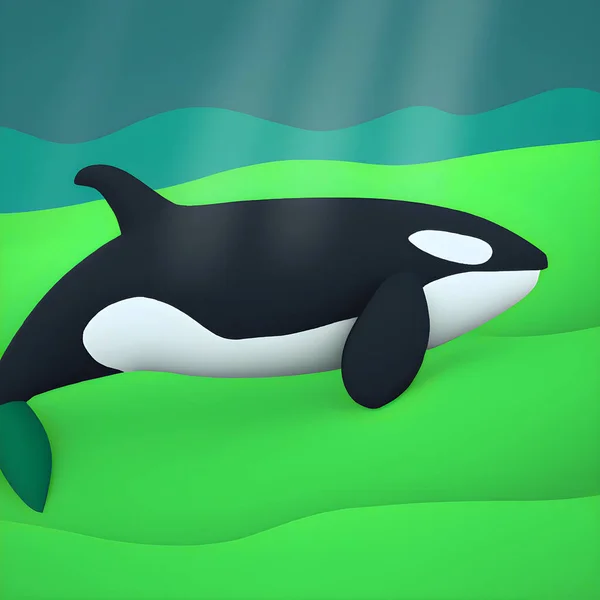 Orca Zabójca Wieloryb Zielonej Ilustracji — Zdjęcie stockowe