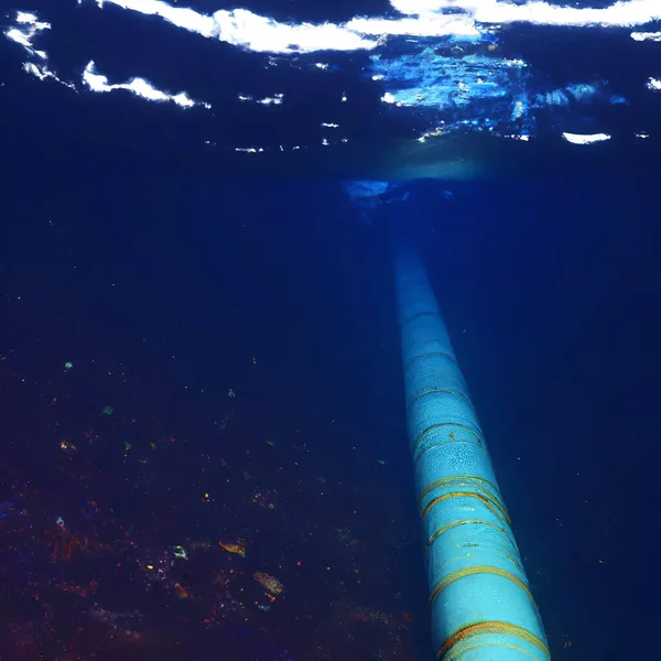 Leaking Nord Stream Gas Pipeline Underwater Imaginary Illustration Artwork — Stock Photo, Image