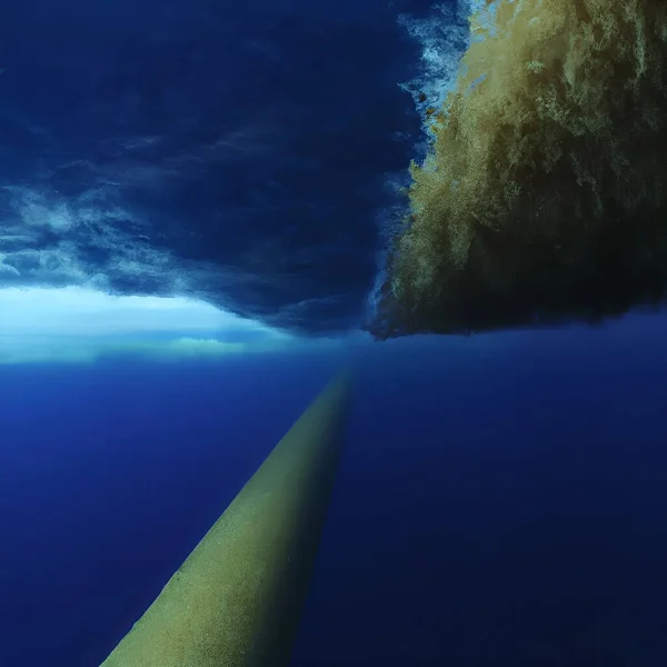 leaking nord stream gas pipeline underwater imaginary illustration artwork