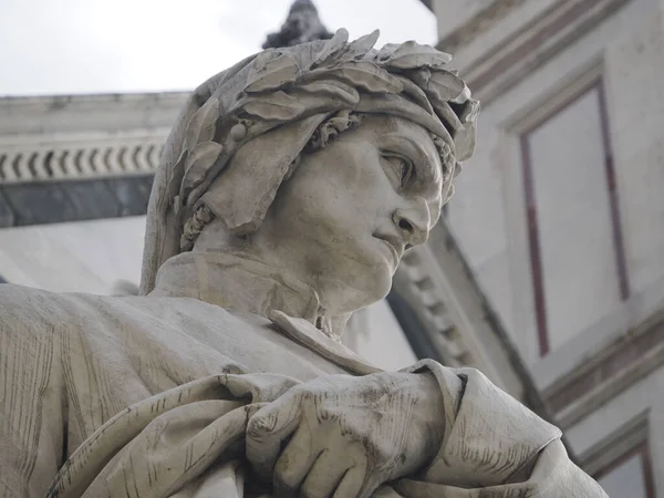 Dante Detalhe Estátua Florence Santa Croce Lugar — Fotografia de Stock