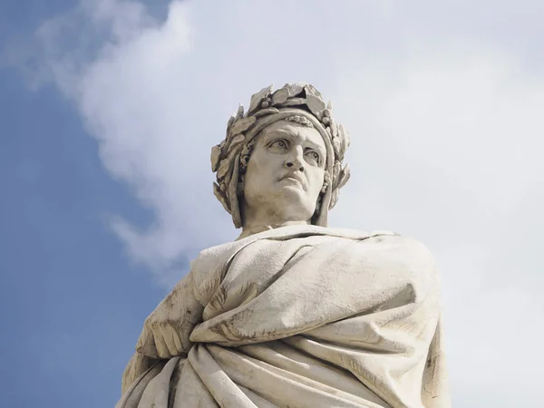 Dante Staty Detalj Florens Santa Croce Plats — Stockfoto