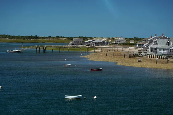 Panorama Sandy Neck Maják Atlantický Oceán Mys Treska Stodola Domy — Stock fotografie