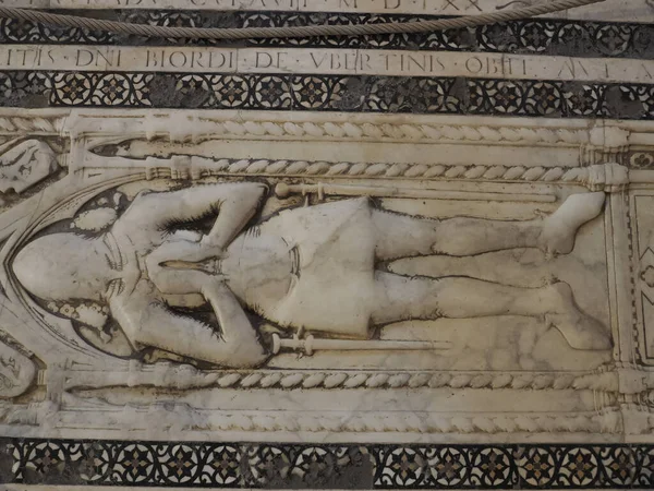 Boden Mittelalterliches Grab Innerhalb Der Santa Croce Kirche Florenz — Stockfoto