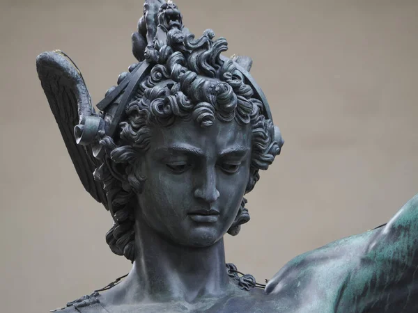 Perseus Cellini Détail Statue Bronze Florence — Photo