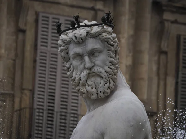 Florence Neptune Standbeeld Della Signoria Plaats Detail — Stockfoto