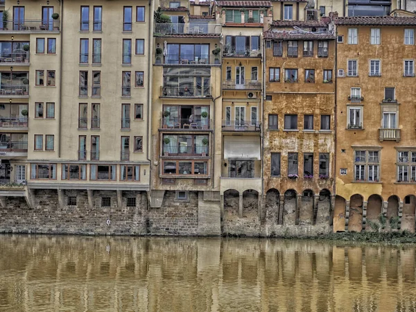 Ponte Vecchio Puente Arno Río Florencia Atardecer Vista Paisaje Urbano —  Fotos de Stock