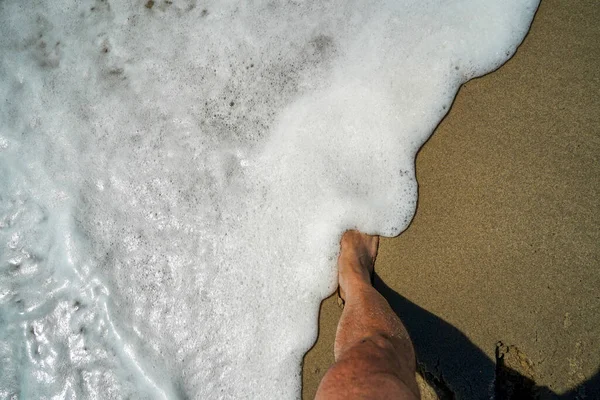 Walking Atlantic Ocean Nantucket Island Sandy Beach — Stock Photo, Image