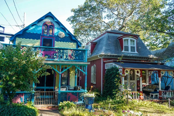 Old Martha Vineyard Gingerbread Houses Historical District — Stock Photo, Image