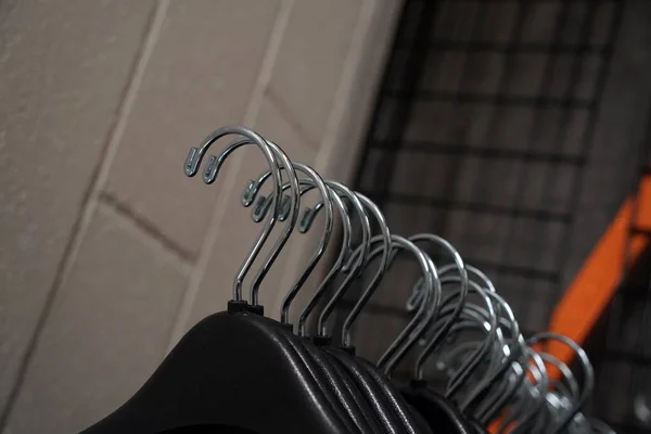 Many Coat Hangers Storage Room Detail Hooks — Stock Photo, Image