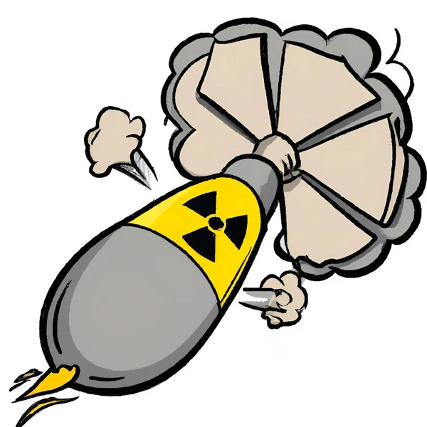 Bomba Nuclear Dibujos Animados Estilo Viñeta Ilustración — Foto de Stock