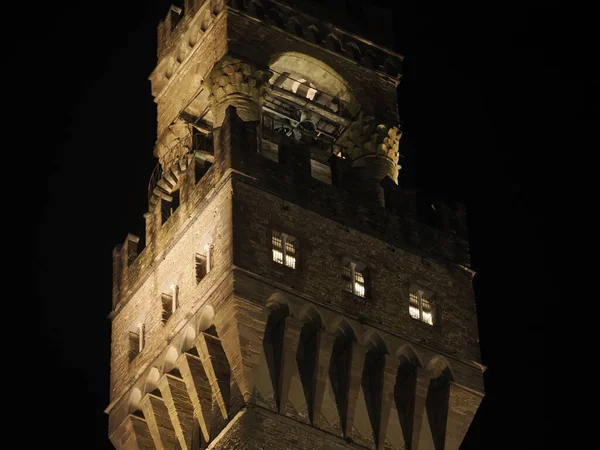 Florencia Signoria Lugar Palazzo Vecchio Vista Nocturna —  Fotos de Stock