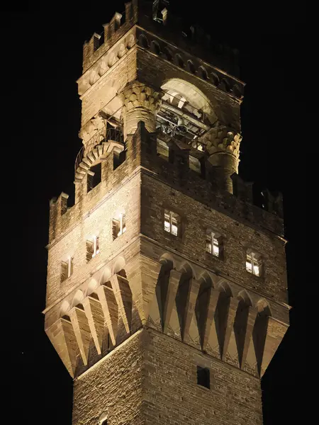 Florence Signoria Plats Palazzo Vecchio Natten Utsikt — Stockfoto