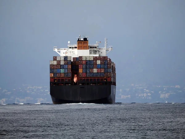 Navio Contentor Carga Mar Aberto — Fotografia de Stock